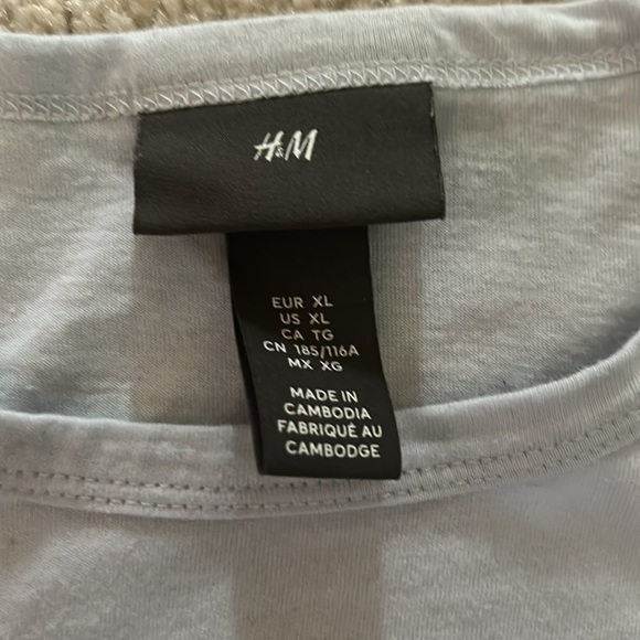 H&M shirt . Sky blue color , size XL, runs like a large - Picture 2 of 3